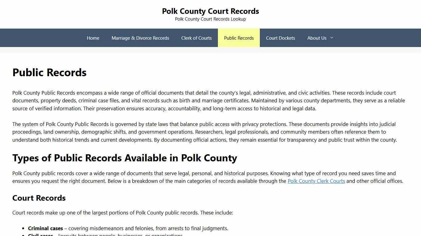 Public Records - Polk County Court Records